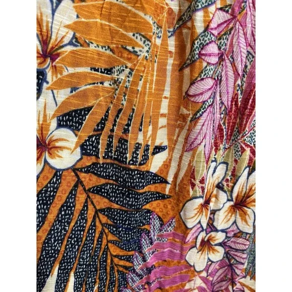 Cable & Gauge Womens Large Sleeveless Halter Tank Top Tropical Floral Boho L - Picture 2 of 7